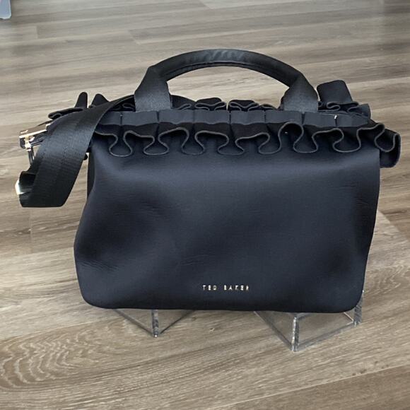 Ted Baker London Roseiee Ruffle Large Tote Black Crossbody Strap - Picture 14 of 15